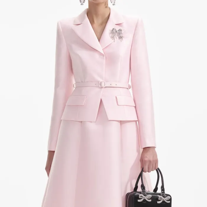 Women Pink Tailored Taffeta Midi Dress Pink Self Portrait Dresses