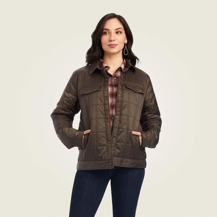 Women Puffer Trucker Insulated Jacket Banyan Bark Ariat Jackets and Vests