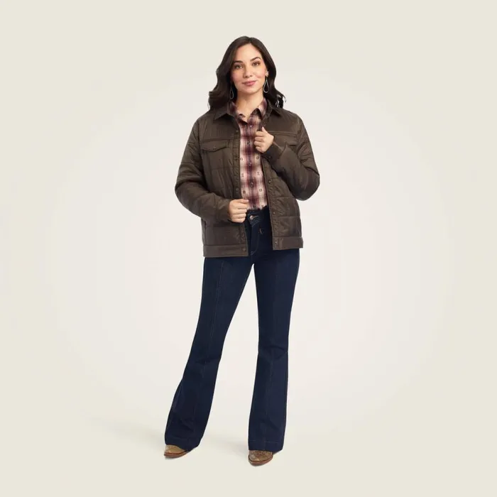Women Puffer Trucker Insulated Jacket Banyan Bark Ariat Jackets and Vests Women Puffer Trucker Insulated Jacket Banyan Bark Ariat Jackets and Vests