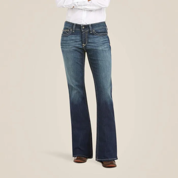 Women REAL Mid Rise Stretch Original Boot Cut Jean Spitfire Ariat Denim