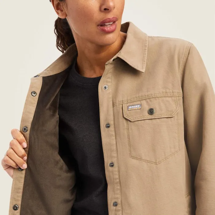 Women Rebar Classic Canvas Shirt Jacket Rebar Khaki Ariat Jackets and Vests Women Rebar Classic Canvas Shirt Jacket Rebar Khaki Ariat Jackets and Vests