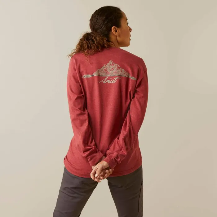 Women Rebar Cotton Strong Arrow Red Dahlia Heather Ariat TShirts and Tops