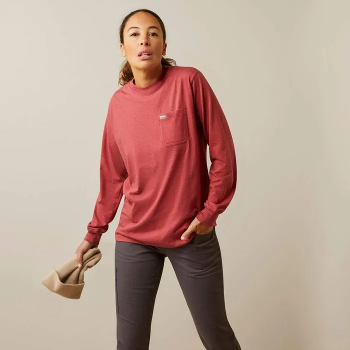 Women Rebar Cotton Strong Arrow Red Dahlia Heather Ariat TShirts and Tops Women Rebar Cotton Strong Arrow Red Dahlia Heather Ariat TShirts and Tops