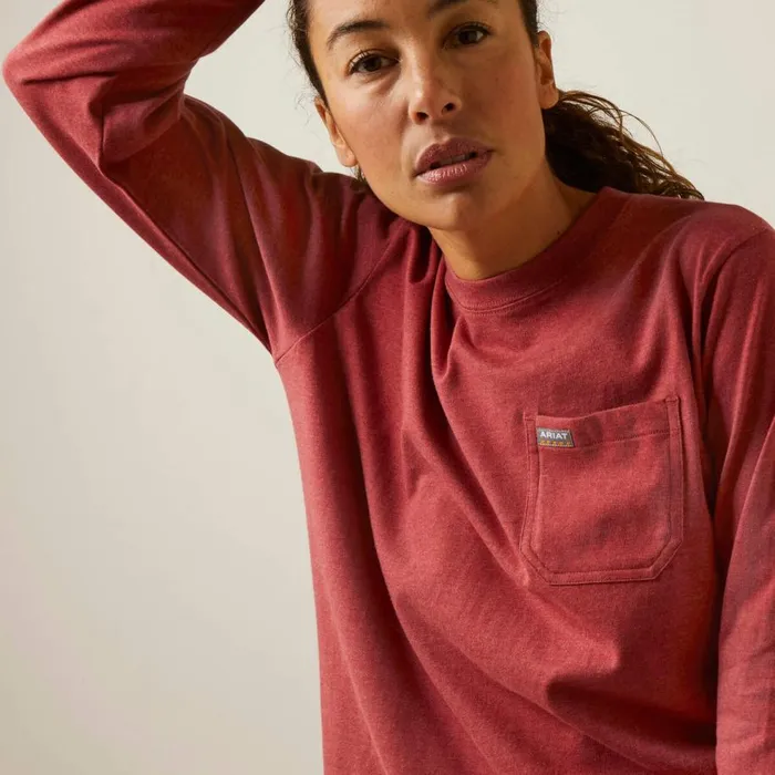 Women Rebar Cotton Strong Arrow Red Dahlia Heather Ariat TShirts and Tops Women Rebar Cotton Strong Arrow Red Dahlia Heather Ariat TShirts and Tops