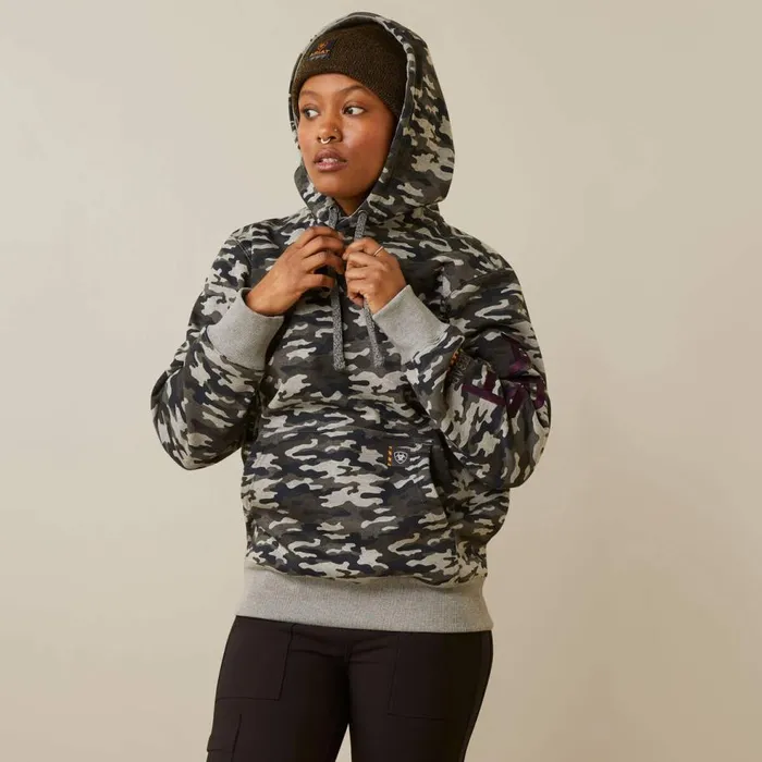 Women Rebar Graphic Printed Hoodie Heather Grey Camo Ariat Sweatshirts and Hoodies