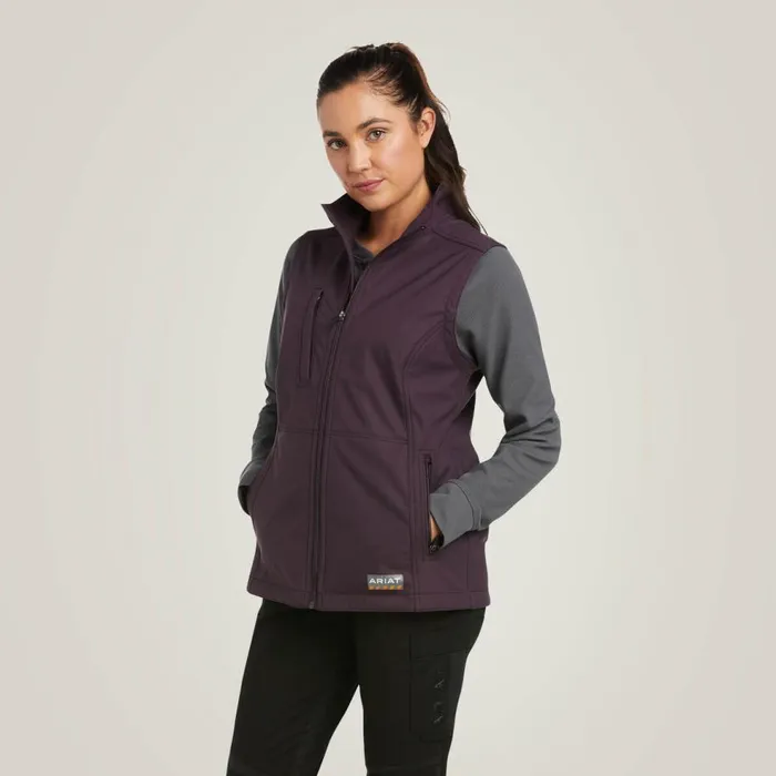 Women Rebar Stretch Canvas Softshell Vest Plum Perfect Ariat Jackets and Vests