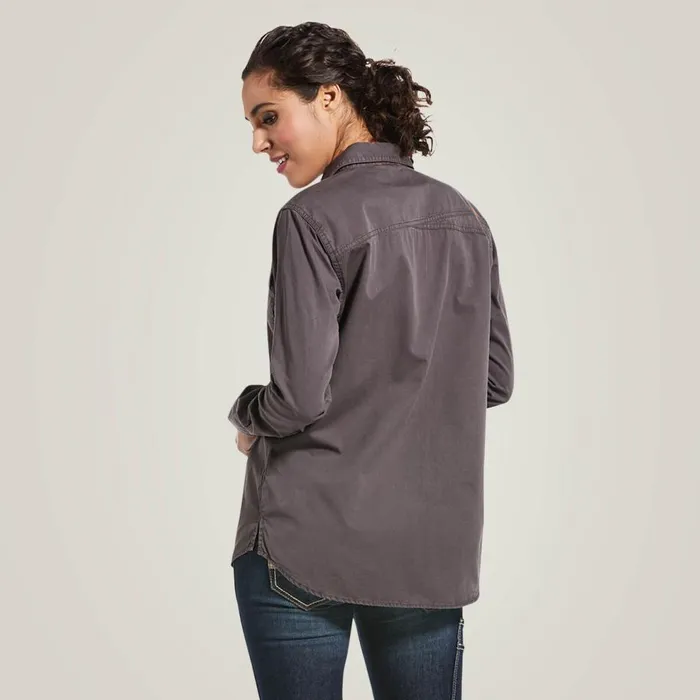 Women Rebar Washed Twill Work Shirt Rebar Grey Ariat TShirts and Tops Women Rebar Washed Twill Work Shirt Rebar Grey Ariat TShirts and Tops
