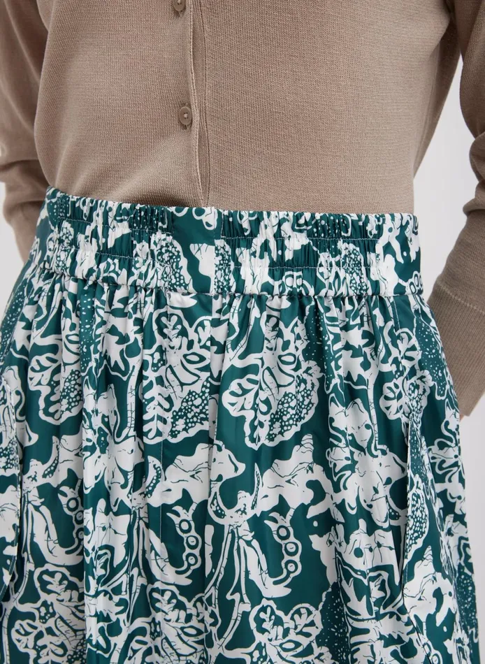 Women Recycled Nylon Batik Full Skirt Hunter Green Multi Tibi Skirts
