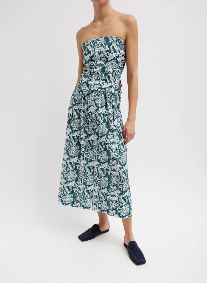 Women Recycled Nylon Batik Full Skirt Hunter Green Multi Tibi Skirts