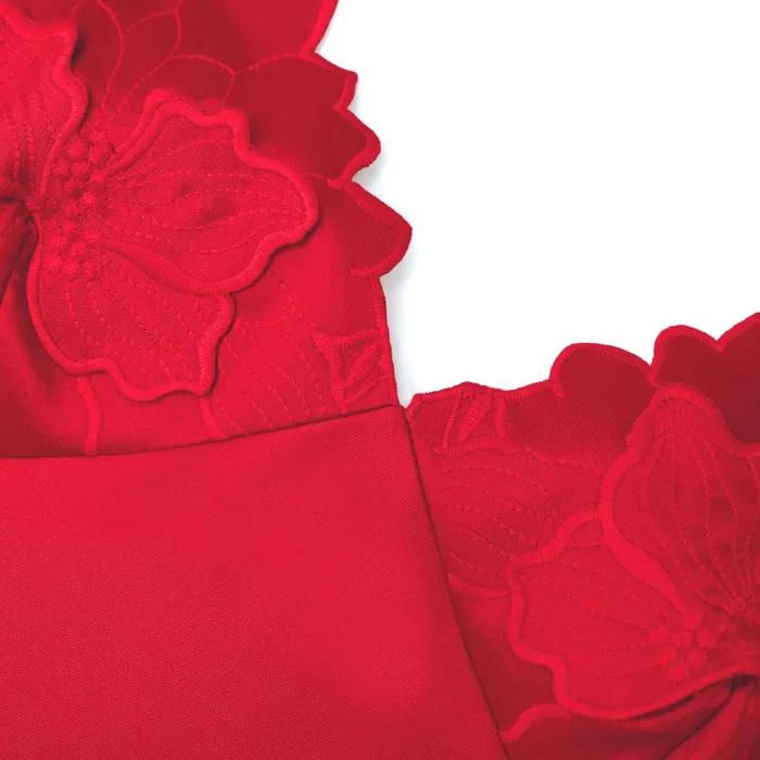Women Red Taffeta Midi Dress Self Portrait Dresses