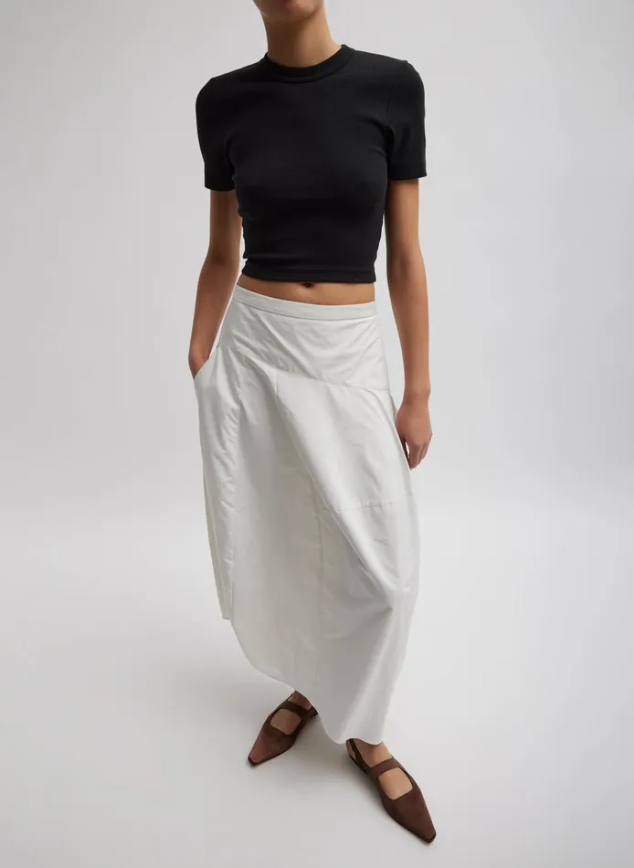 Women Ribbed Cropped Baby TShirt Black Tibi Tops