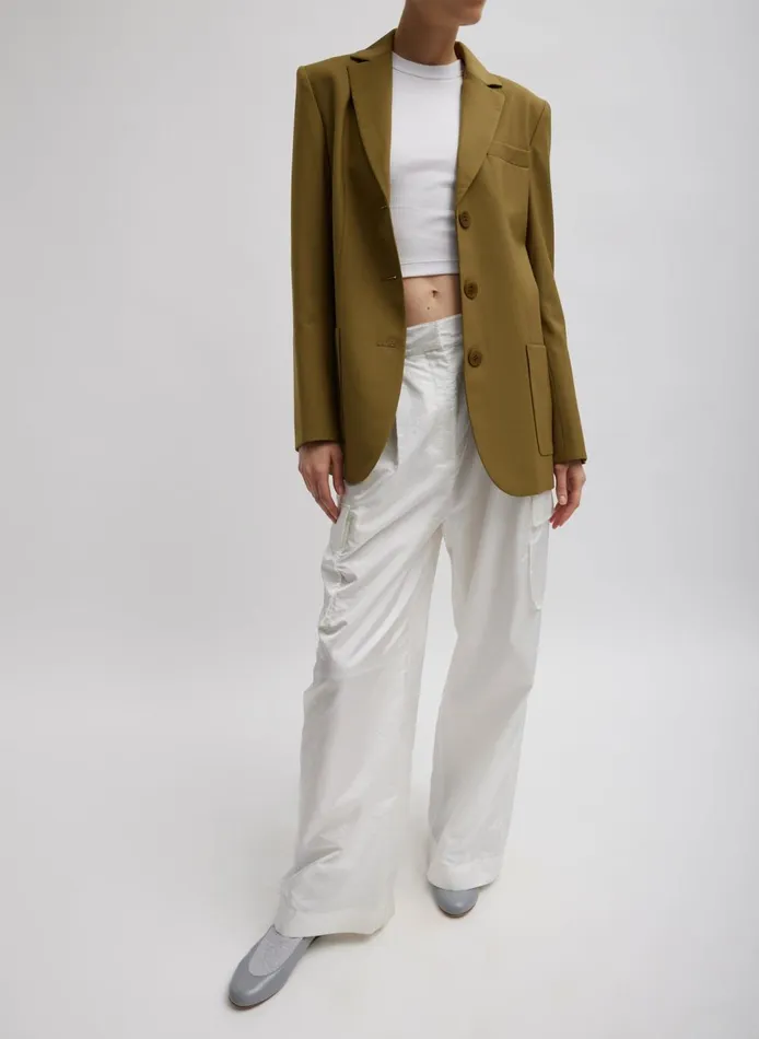 Women Ribbed Cropped Baby TShirt White Tibi Tops