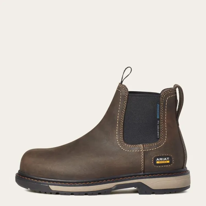 Women Riveter Chelsea CSA Waterproof Composite Toe Work Boot Dark Brown Ariat Chelsea Boots