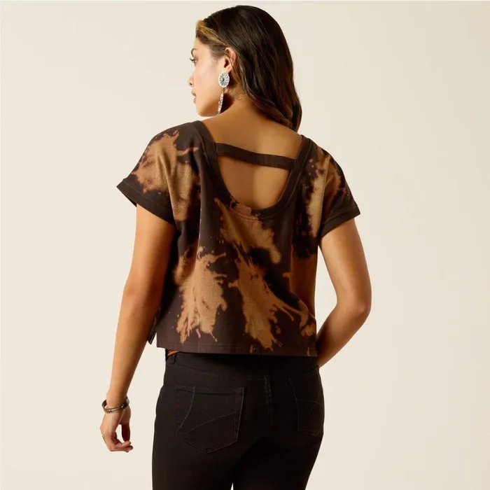 Women Rodeo USA Top Bleached Black and Tan Ariat TShirts and Tops Women Rodeo USA Top Bleached Black and Tan Ariat TShirts and Tops