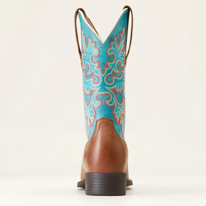 Women Round Up Wide Square Toe StretchFit Western Boot Buff Blonde Ariat Western Boots