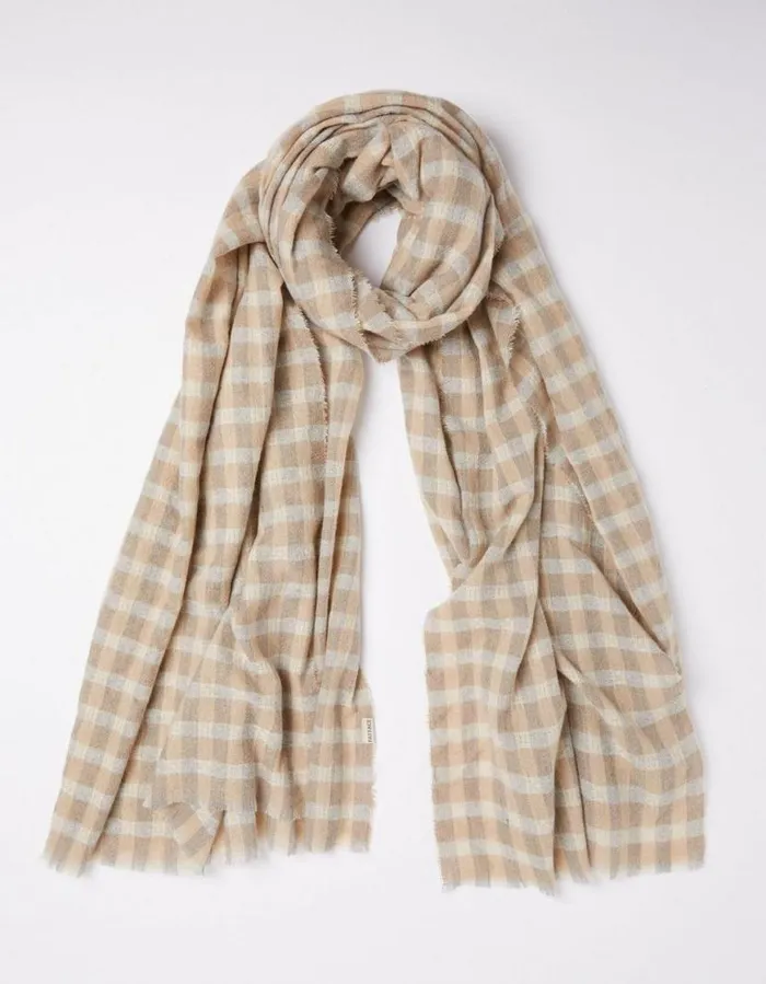 Women Scarves FatFace Gingham Check Scarf Ivory