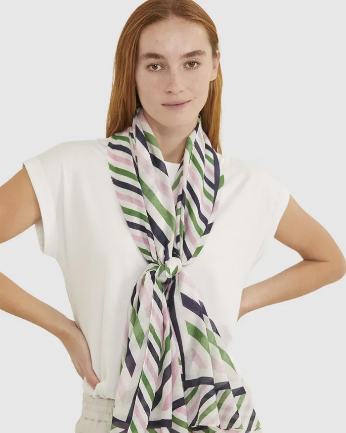 Women Scarves Sportscraft Lexi Cotton Silk Sarong Green