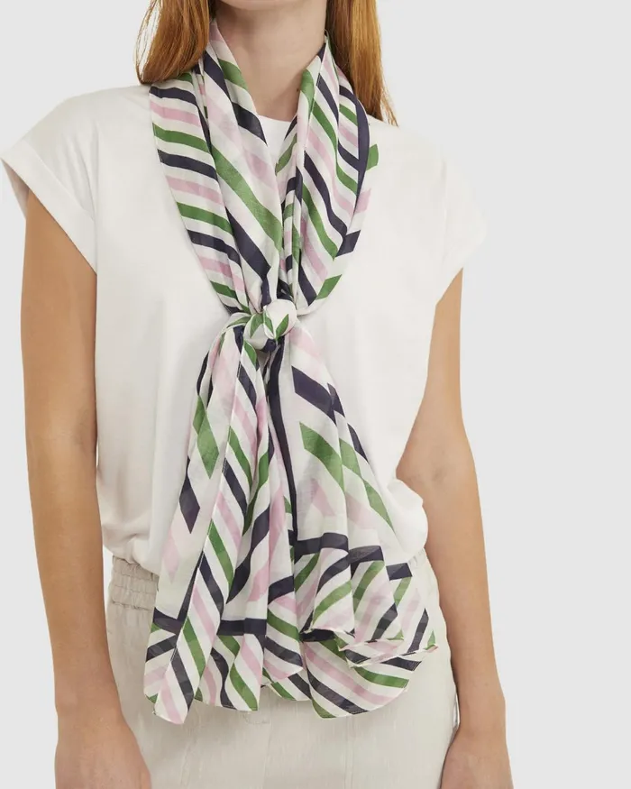 Women Scarves Sportscraft Lexi Cotton Silk Sarong Green