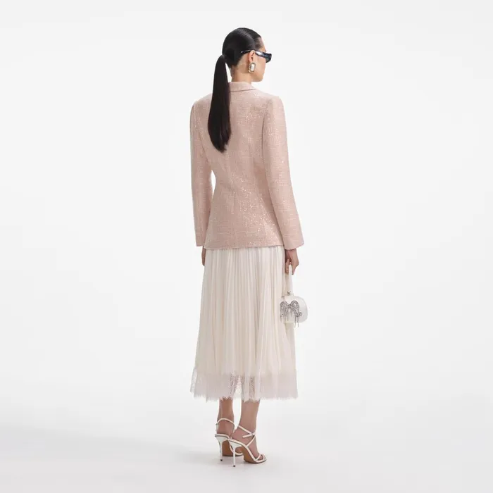 Women Sequin Boucle Chiffon Midi Dress Self Portrait Dresses
