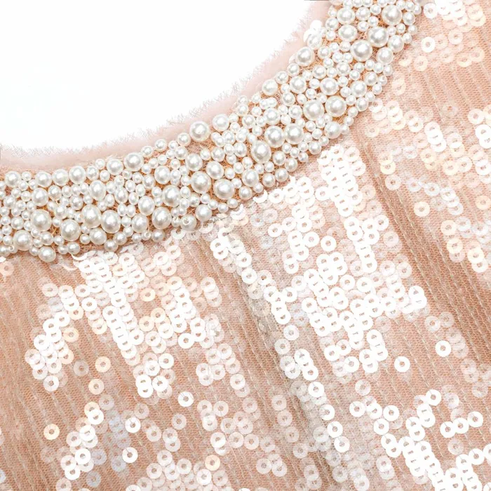 Women Sequin Pearl Trim Midi Dress Self Portrait Dresses