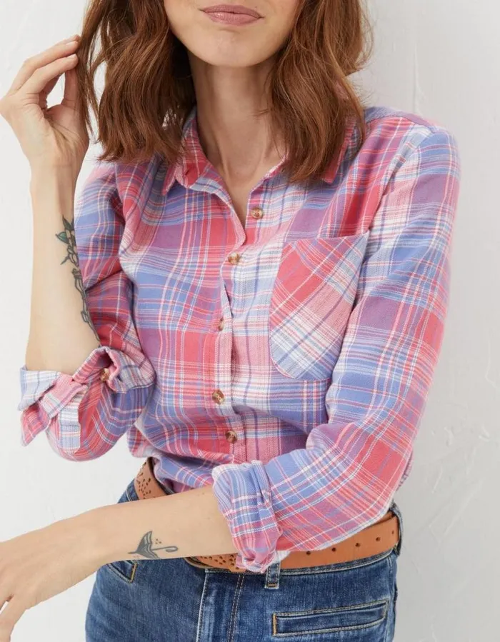 Women Shirts and Blouses FatFace Olivia Check Shirt Blue
