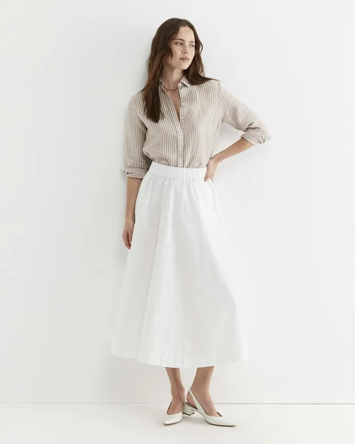 Women Shirts Sportscraft Dahlia Stripe Linen Shirt Tanwhite