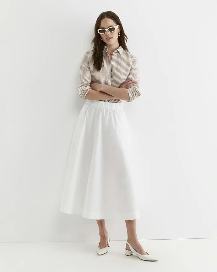 Women Shirts Sportscraft Dahlia Stripe Linen Shirt Tanwhite