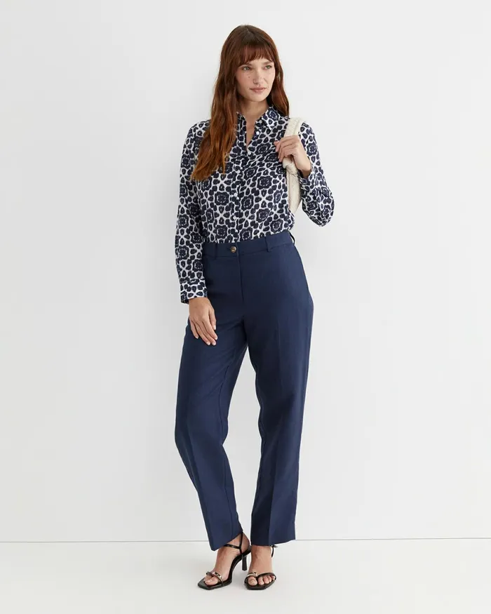 Women Shirts Sportscraft Perry Cotton Silk Shirt Navywhite