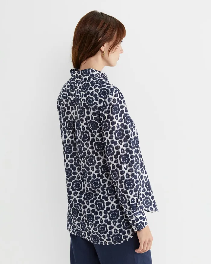 Women Shirts Sportscraft Perry Cotton Silk Shirt Navywhite