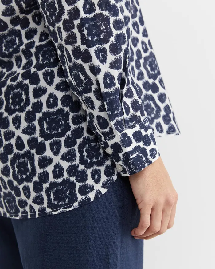 Women Shirts Sportscraft Perry Cotton Silk Shirt Navywhite