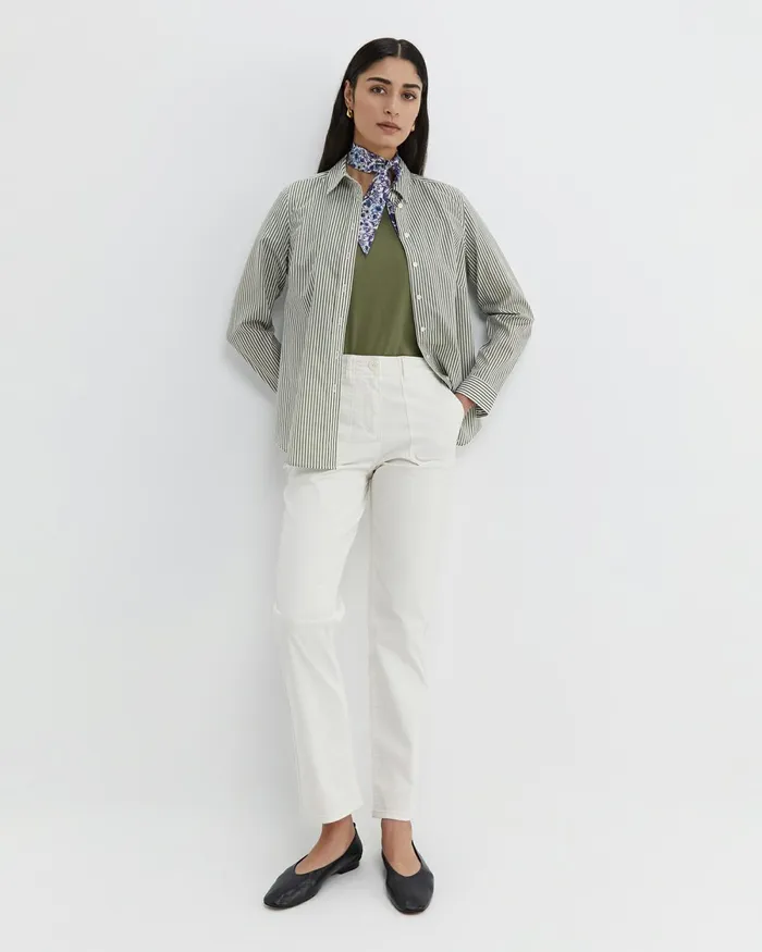 Women Shirts Sportscraft Stripe Lily Voile Shirt Khakiwhite