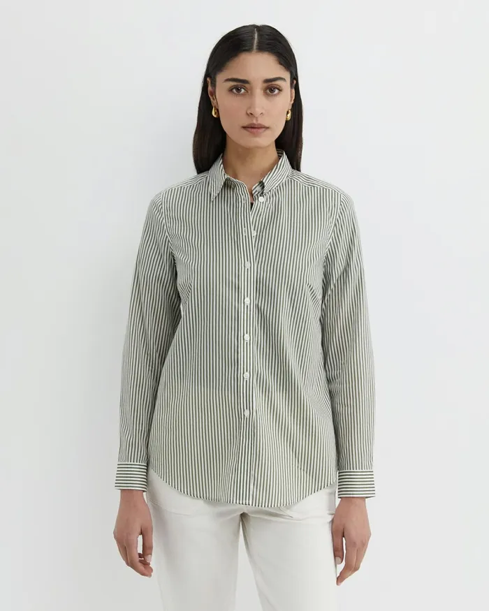 Women Shirts Sportscraft Stripe Lily Voile Shirt Khakiwhite