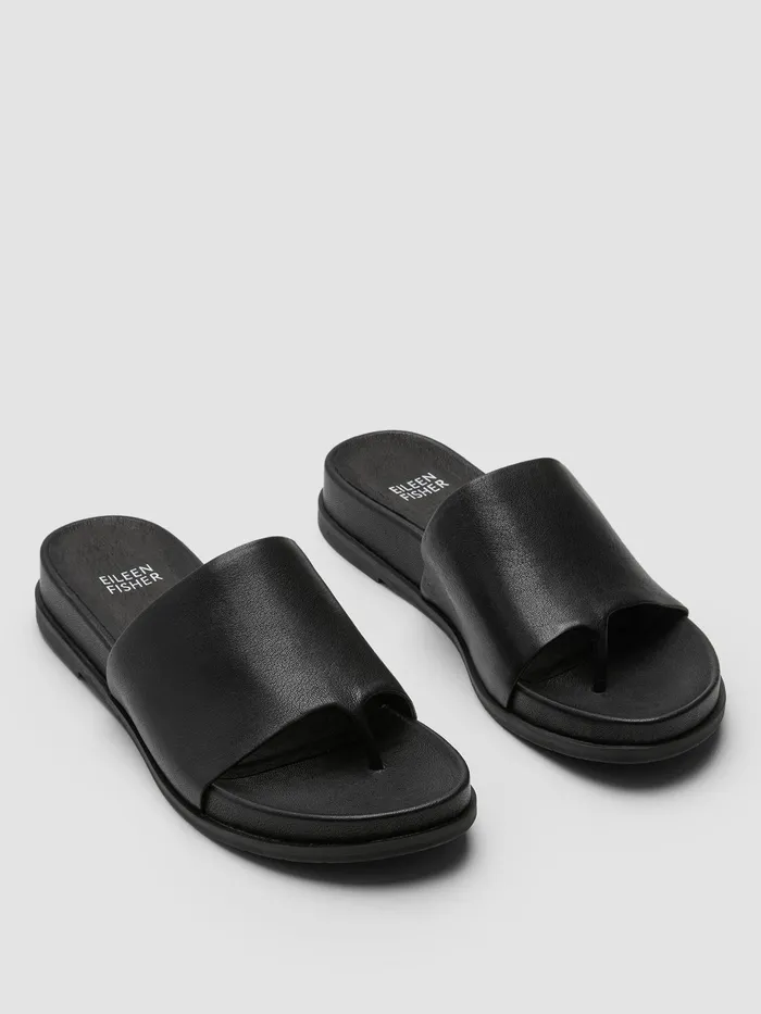 Women Shoes Eileen Fisher Duet Tumbled Leather Sandal Black
