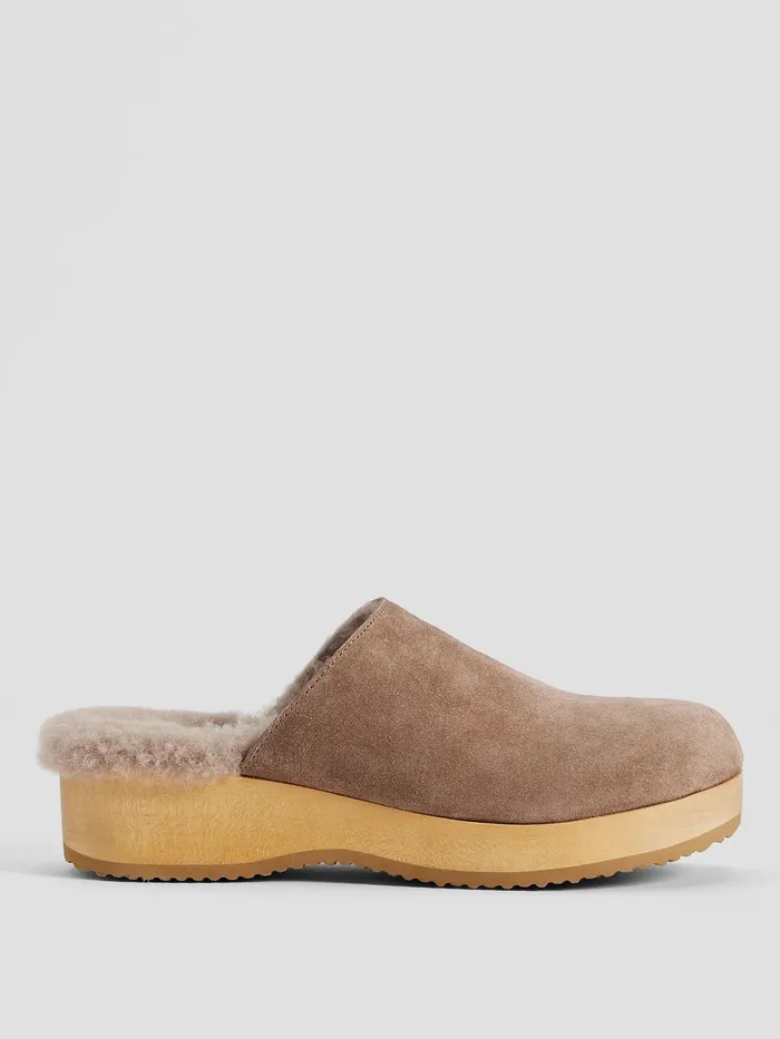 Women Shoes Eileen Fisher Shearling Clog In Suede Marble
