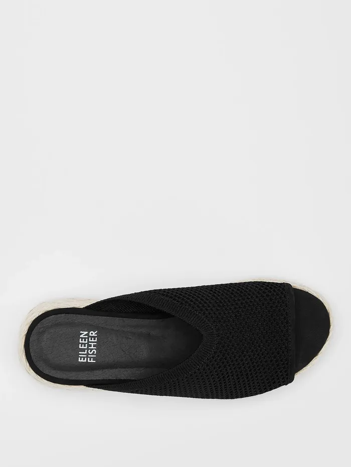 Women Shoes Eileen Fisher Tali Recycled Stretch Knit Espadrille Wedge Sandal Black