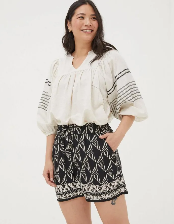 Women Shorts FatFace Mono Geo Flippy Short Black