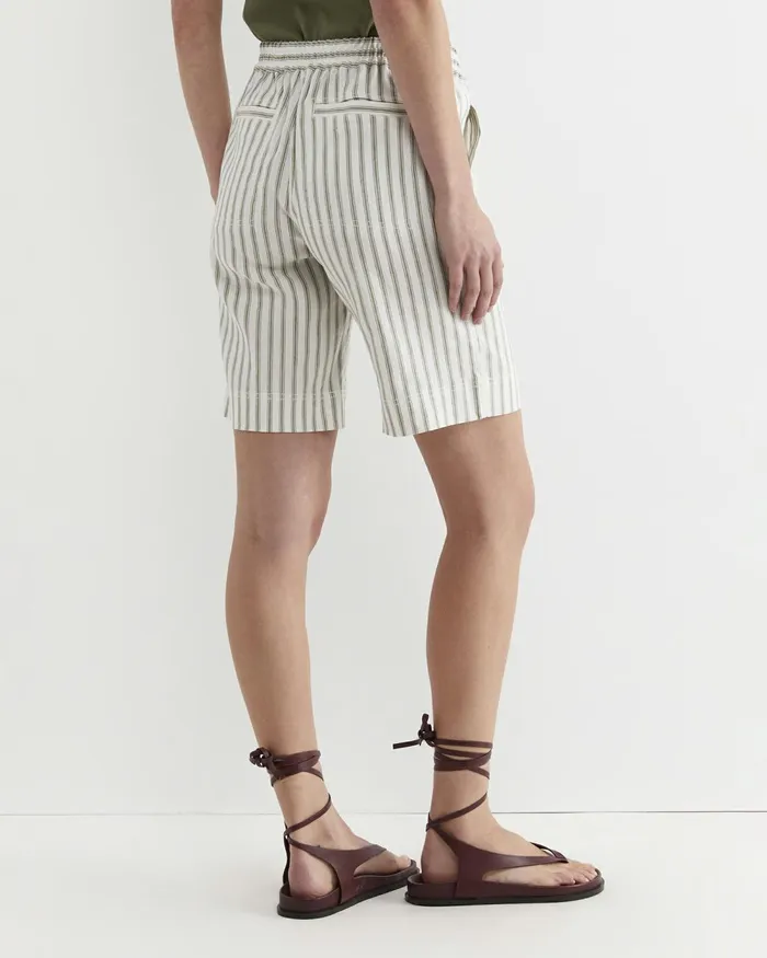 Women Shorts Sportscraft Rosa Stripe Linen Short Whitekhaki