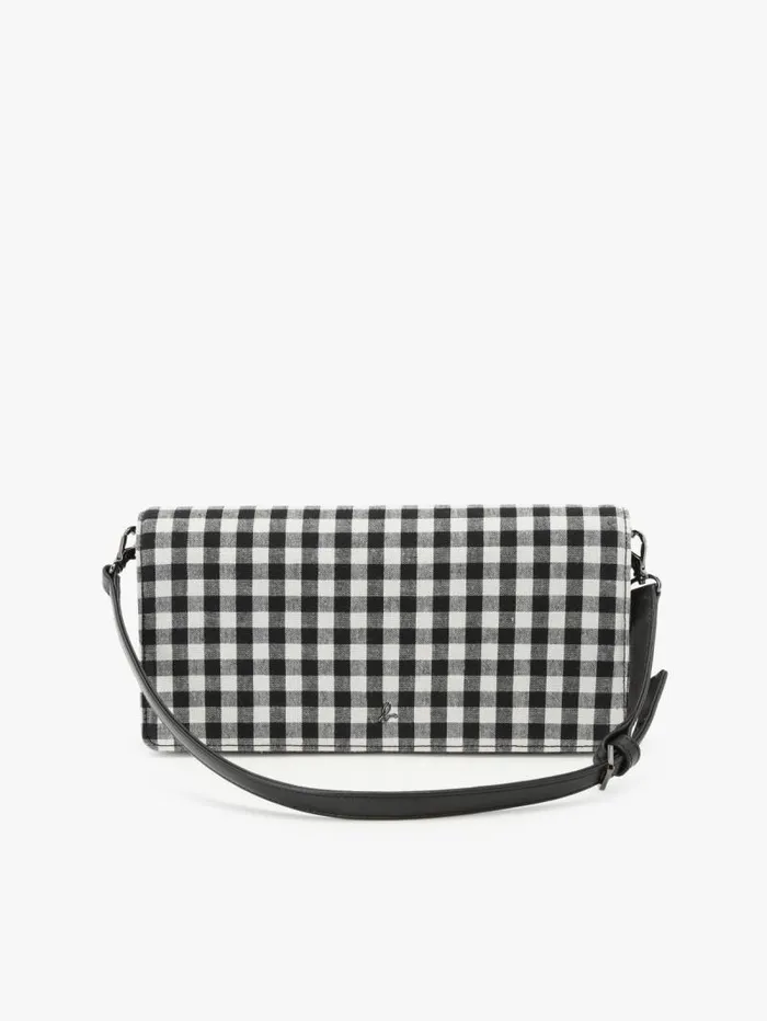 Women Shoulder and Crossbody Bags Agns B Cotton Gingham Print Clutch