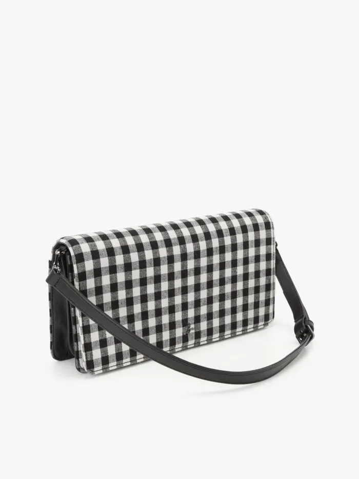 Women Shoulder and Crossbody Bags Agns B Cotton Gingham Print Clutch