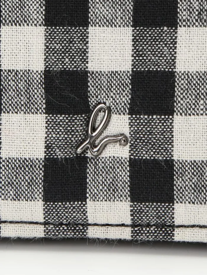 Women Shoulder and Crossbody Bags Agns B Cotton Gingham Print Clutch