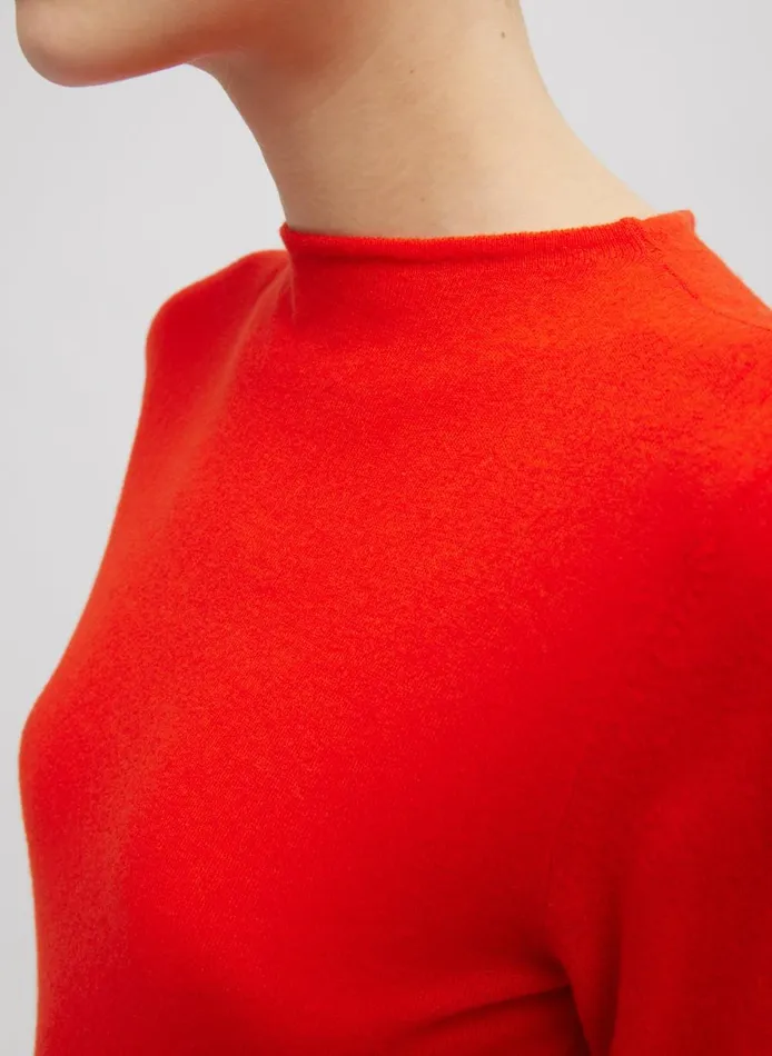Women Skinlike Mercerized Wool Soft Sheer Pullover Red Tibi Knitwear and Sweatshirts