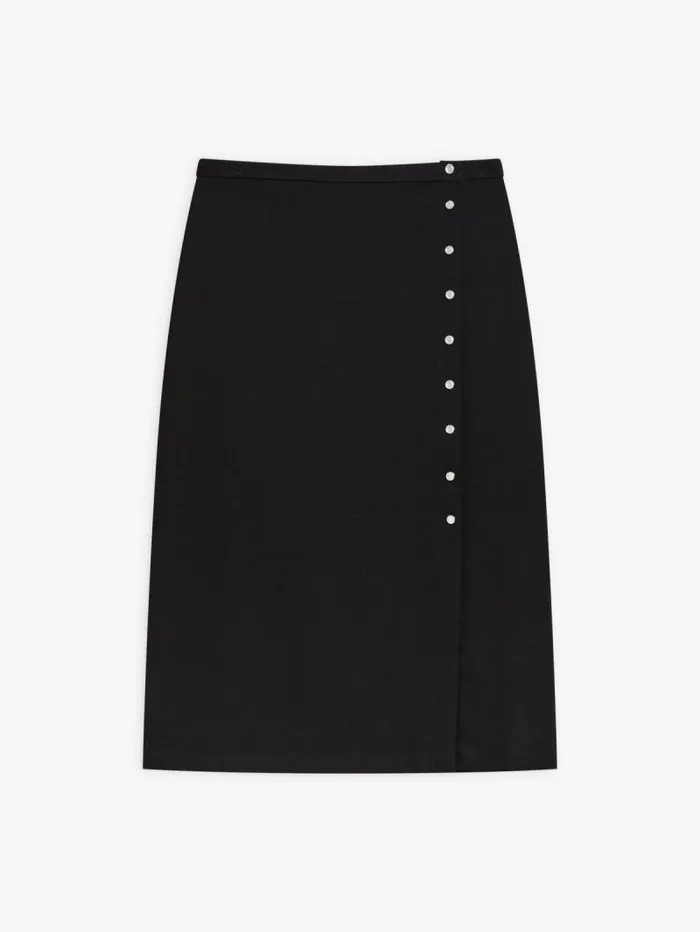 Women Skirts and Shorts Agns B Black Milano Viscose Snaps Skirt