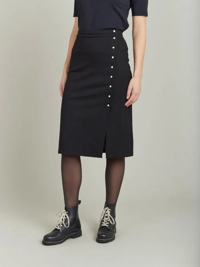 Women Skirts and Shorts Agns B Black Milano Viscose Snaps Skirt