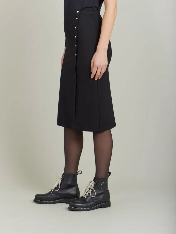 Women Skirts and Shorts Agns B Black Milano Viscose Snaps Skirt