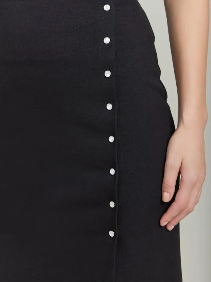 Women Skirts and Shorts Agns B Black Milano Viscose Snaps Skirt