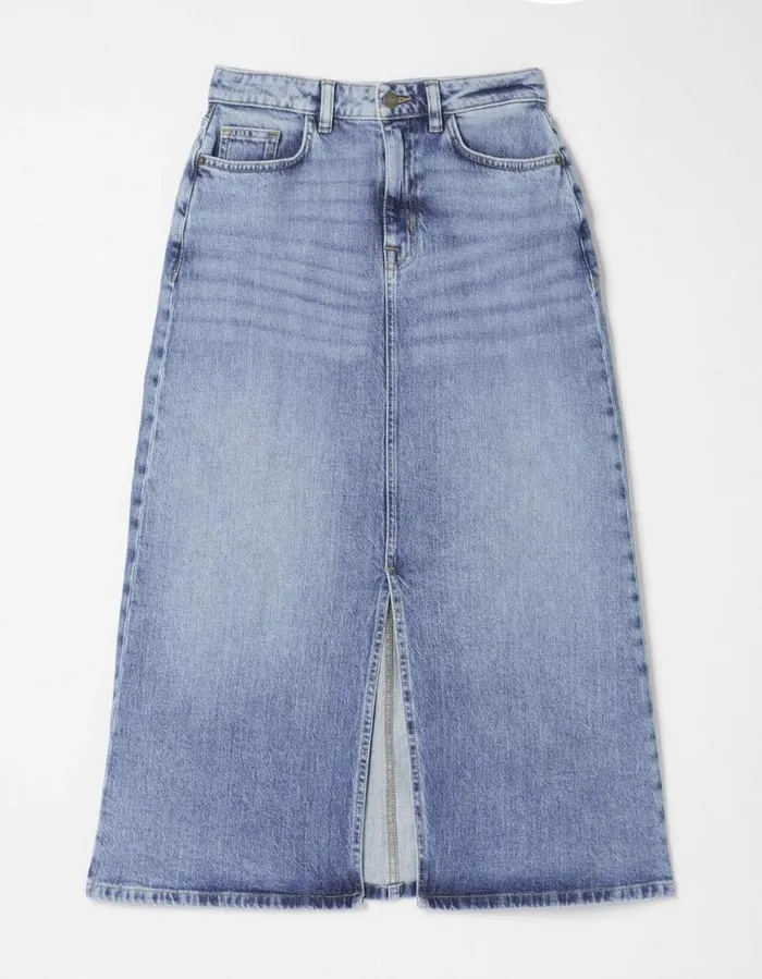 Women Skirts FatFace Carla Denim Midi Skirt Washed Blue