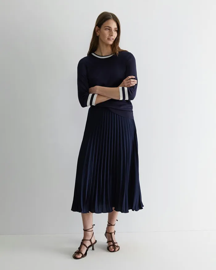 Women Skirts Sportscraft Andrea Pleat Midi Skirt Navy