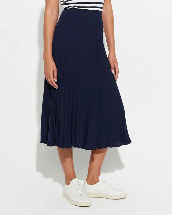 Women Skirts Sportscraft Andrea Pleat Midi Skirt Navy