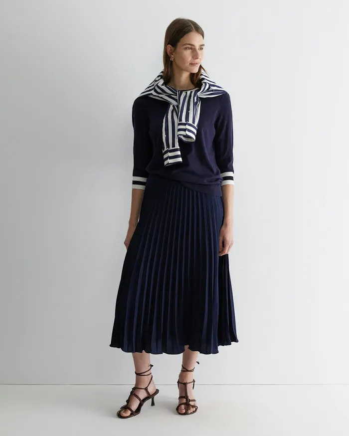 Women Skirts Sportscraft Andrea Pleat Midi Skirt Navy