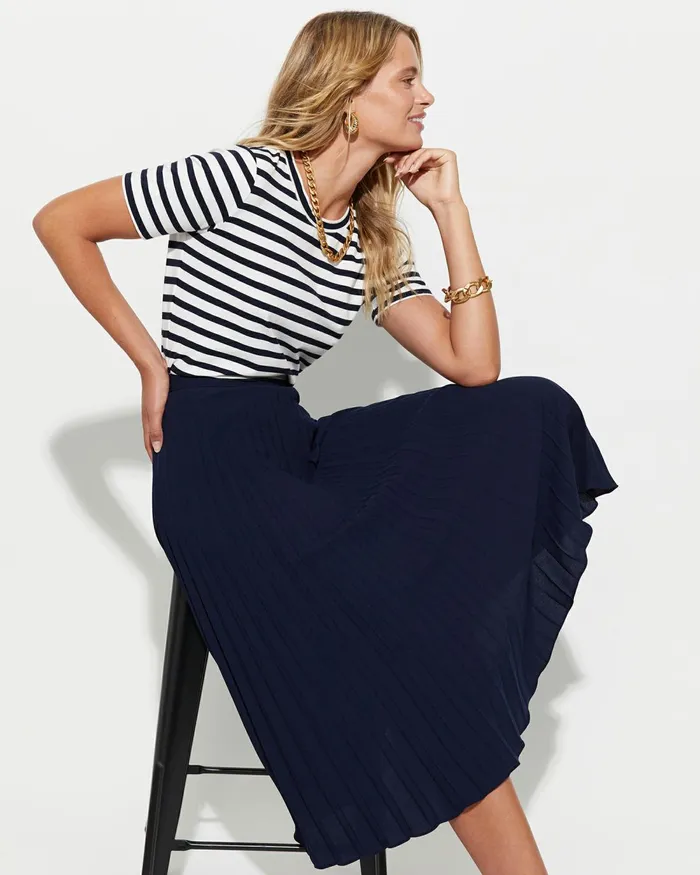 Women Skirts Sportscraft Andrea Pleat Midi Skirt Navy
